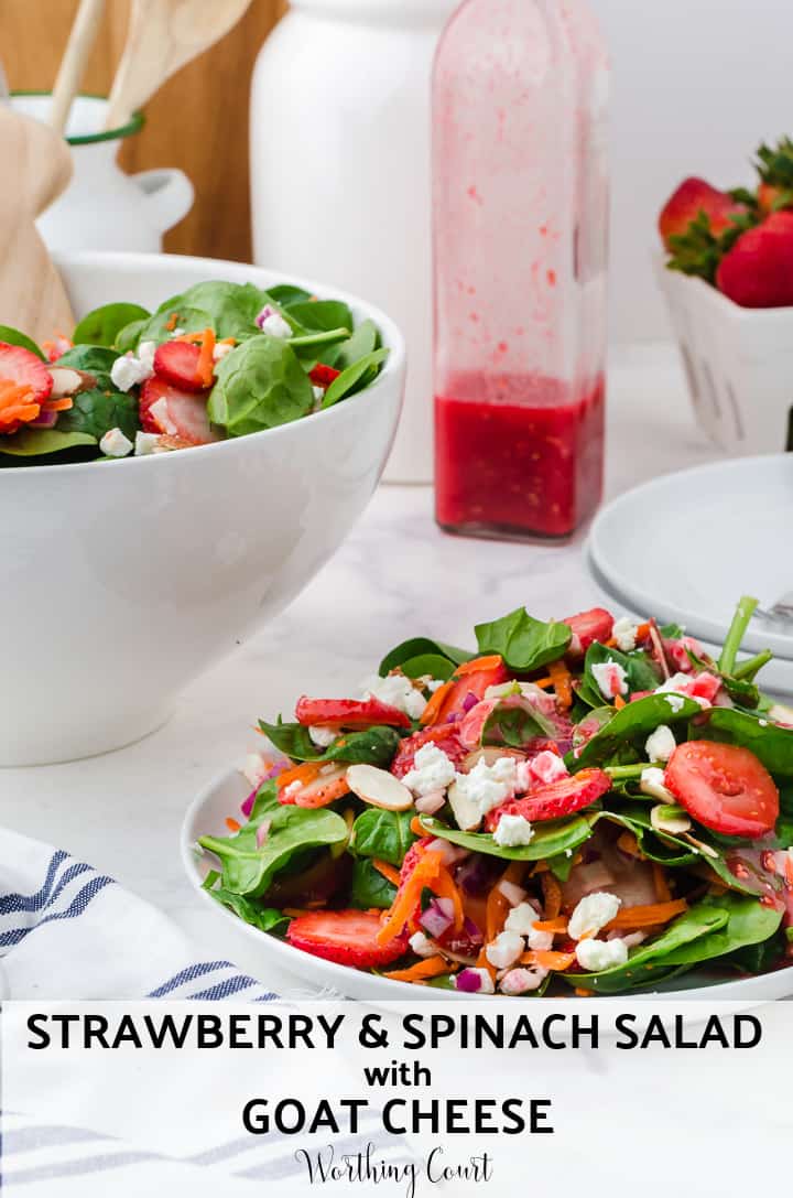 Pinterest image for strawberry spinach salad recipe