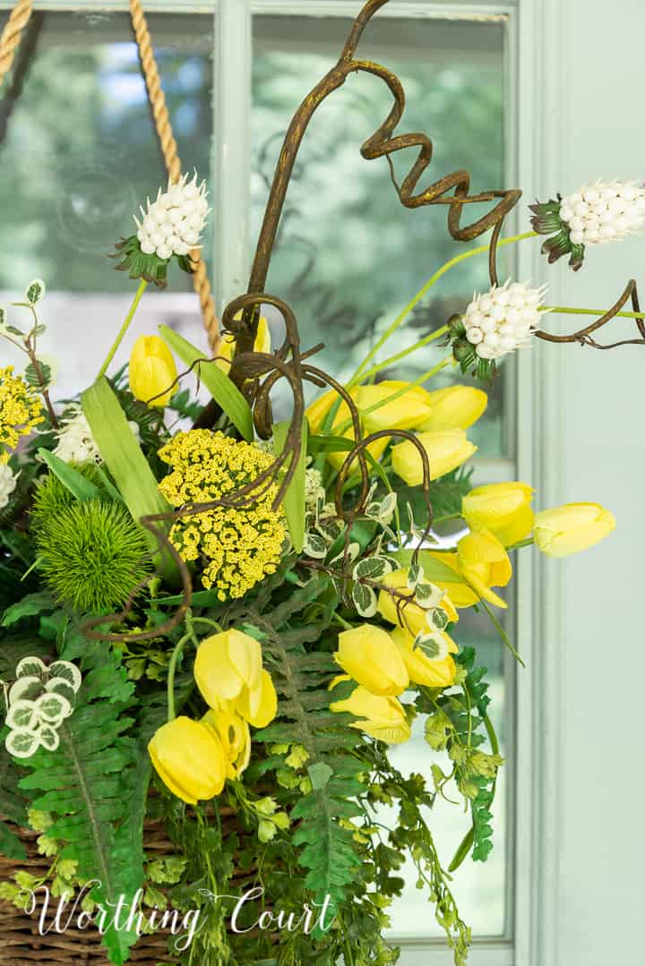 yellow green and black front porch spring and summer decor