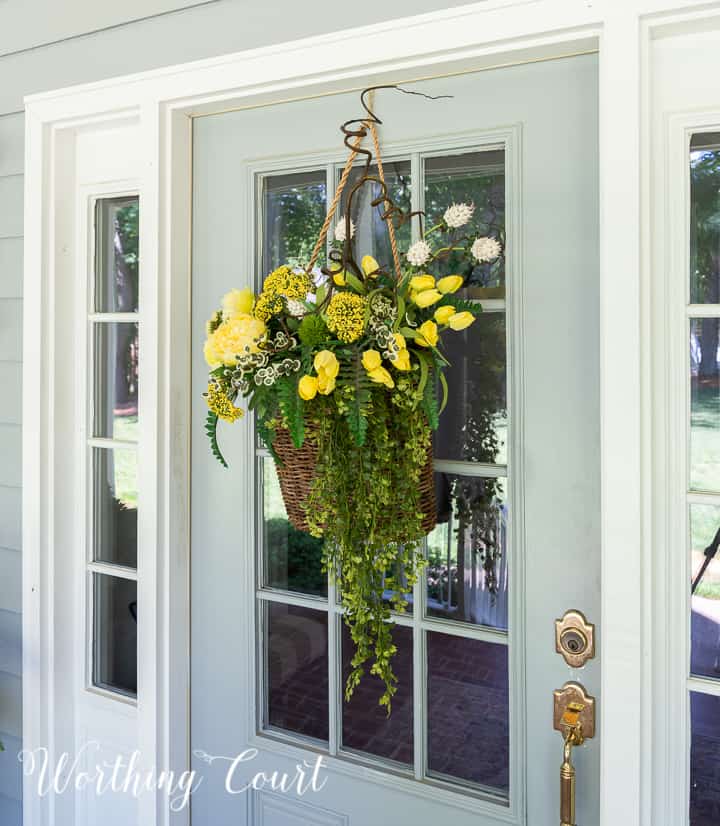 yellow green and black front porch spring and summer decor