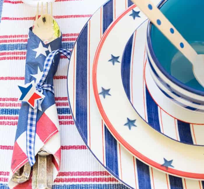 red white and blue tablescape