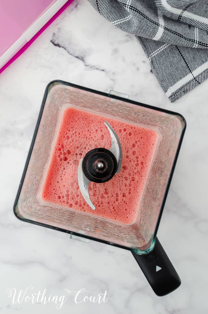 watermelon sorbet ingredients in a blender