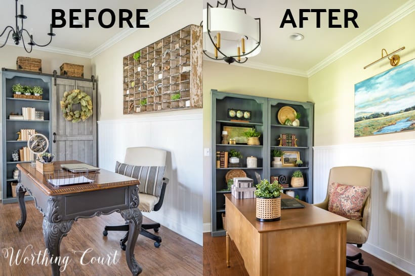 before and after photos of home office makeover