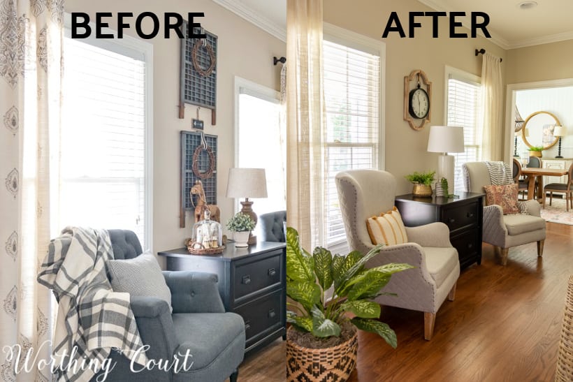 before and after photos of home office makeover