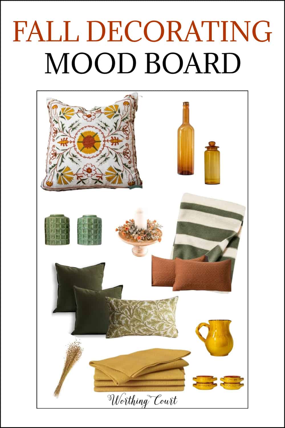 Pinterest image of mood board with fall decor