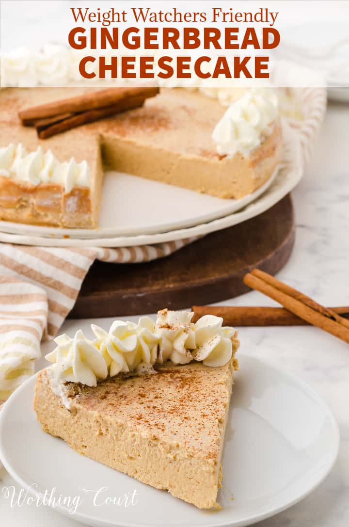 pinterest image for weight watchers friendly gingerbread cheesecake recipe