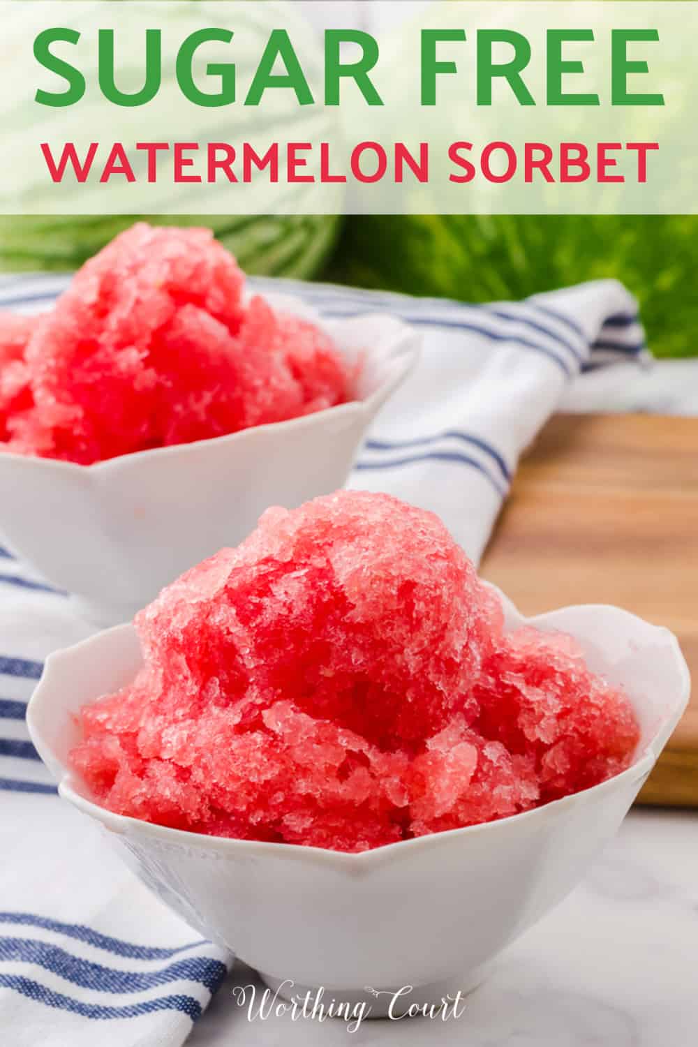 pinterest image for sugar free watermelon sorbet