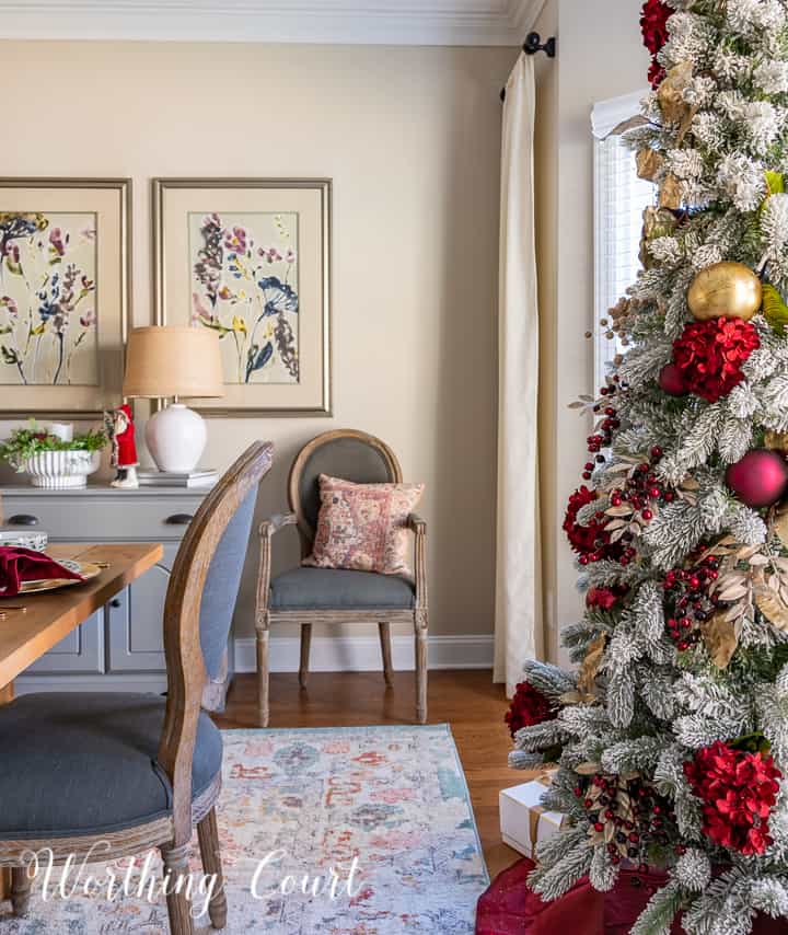 Christmas tree in dining room