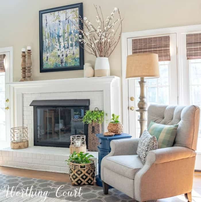 recliner chair in a family room with beige walls