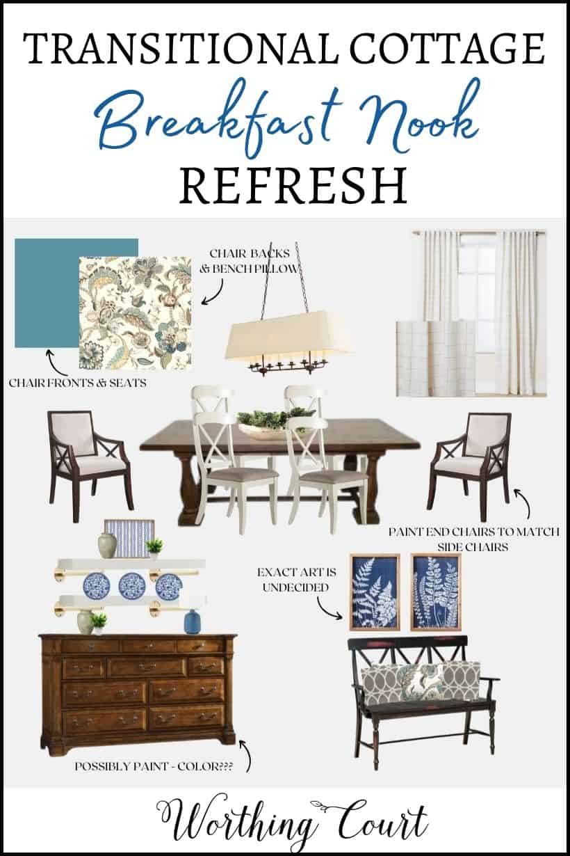 pinterest image showing details for a breakfast nook refresh