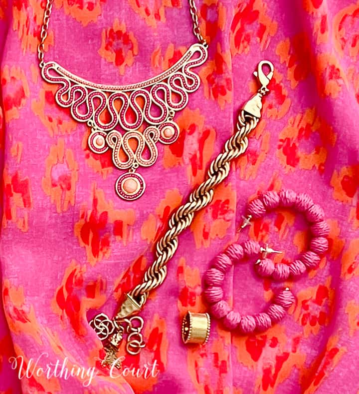 pink and gold jewelry