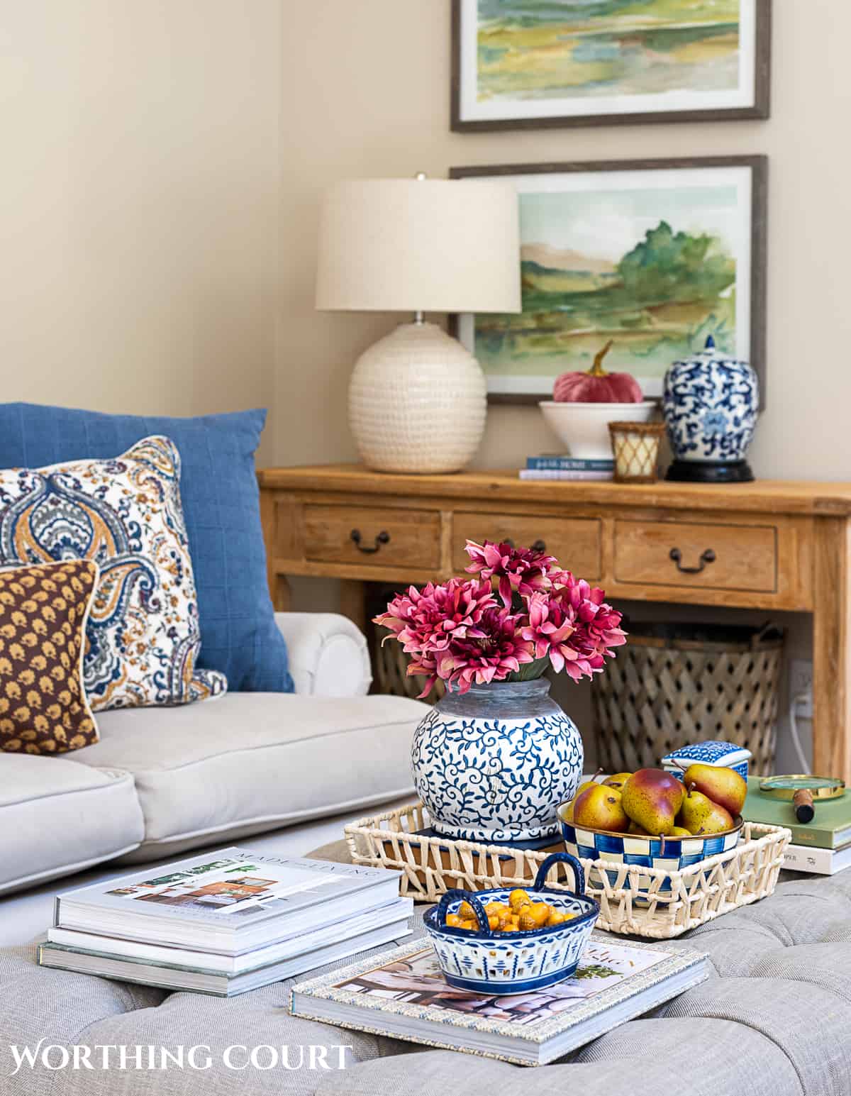 Burgundy And Blue Fall Decor Ideas For A Living Room