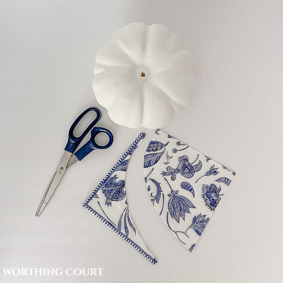 napkins and pumpkins used for making chinoiserie pumpkins