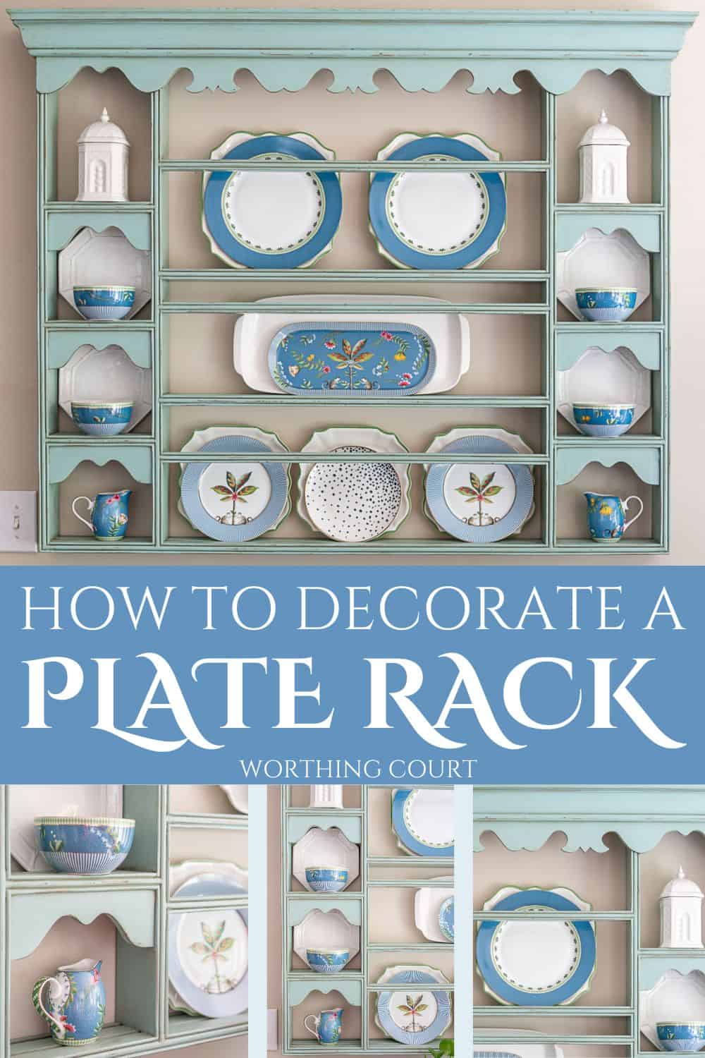 pin graphic for how to decorate a plate rack