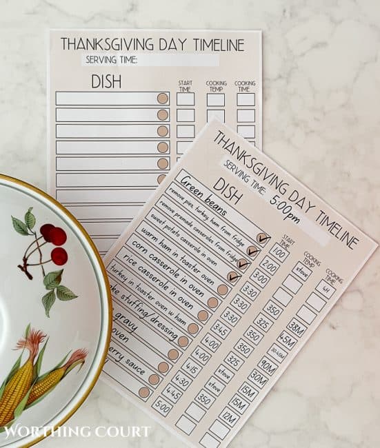 Image of printable Thanksgiving Timeline Worksheet