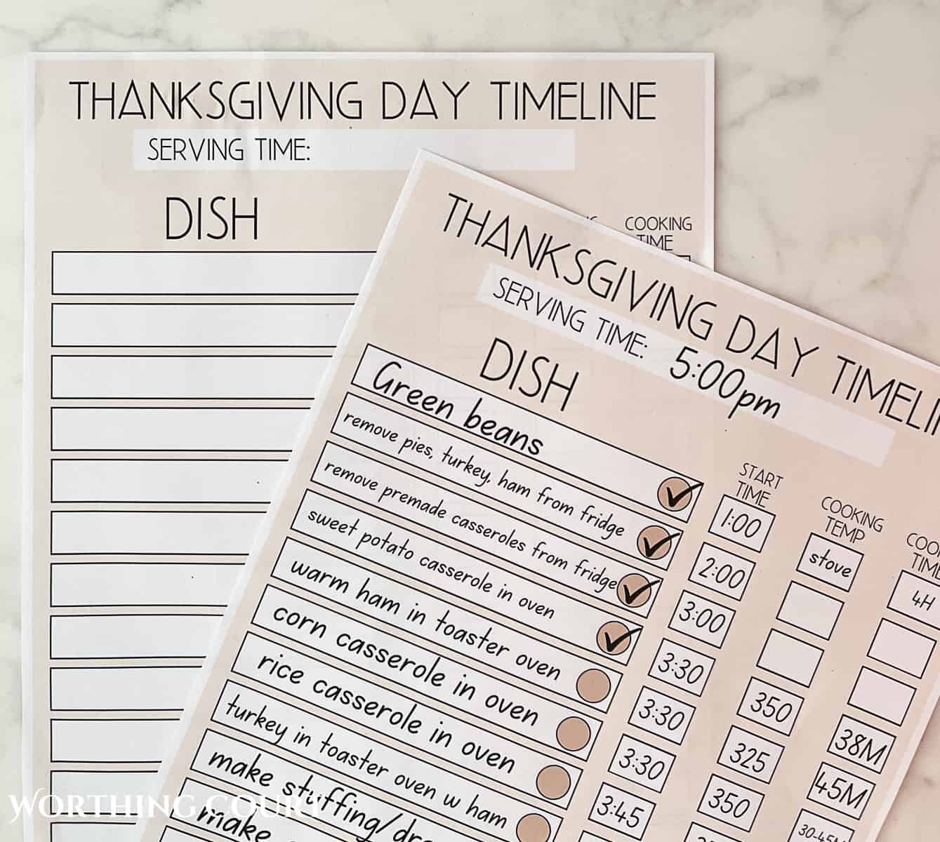 Image of printable Thanksgiving Timeline Worksheet