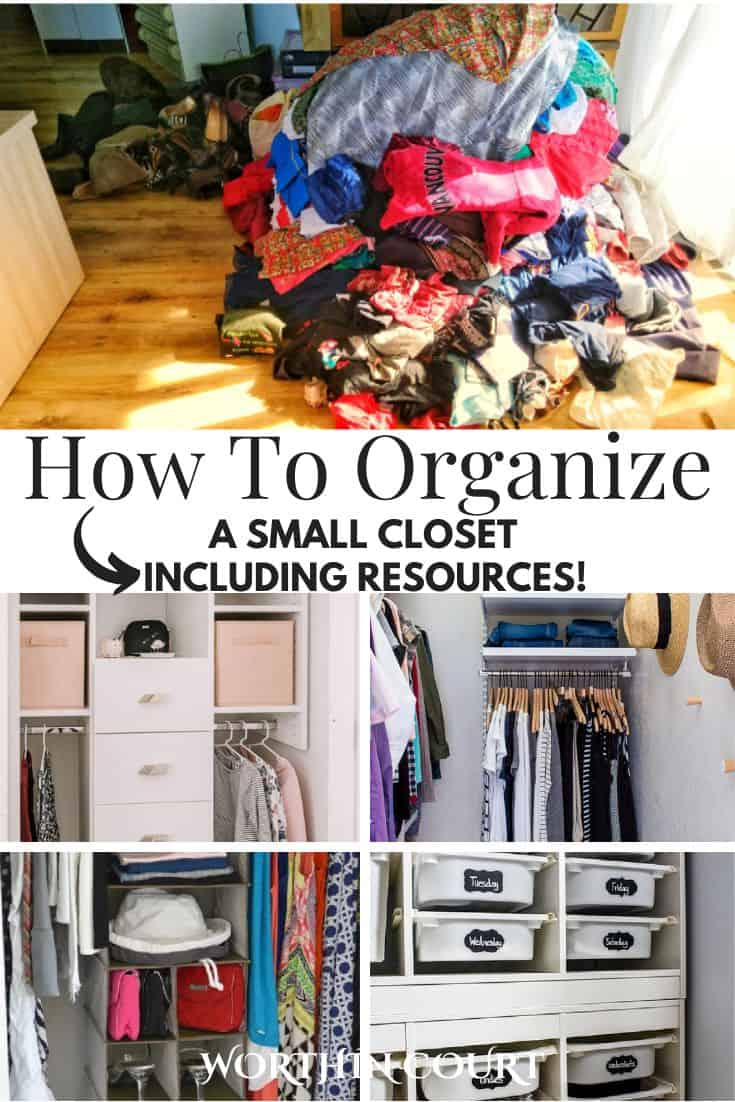 pinterest image for how to organize a small closet