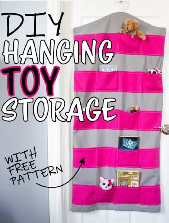 a diy toy storage hanging on the back of closet door or organizing small toys