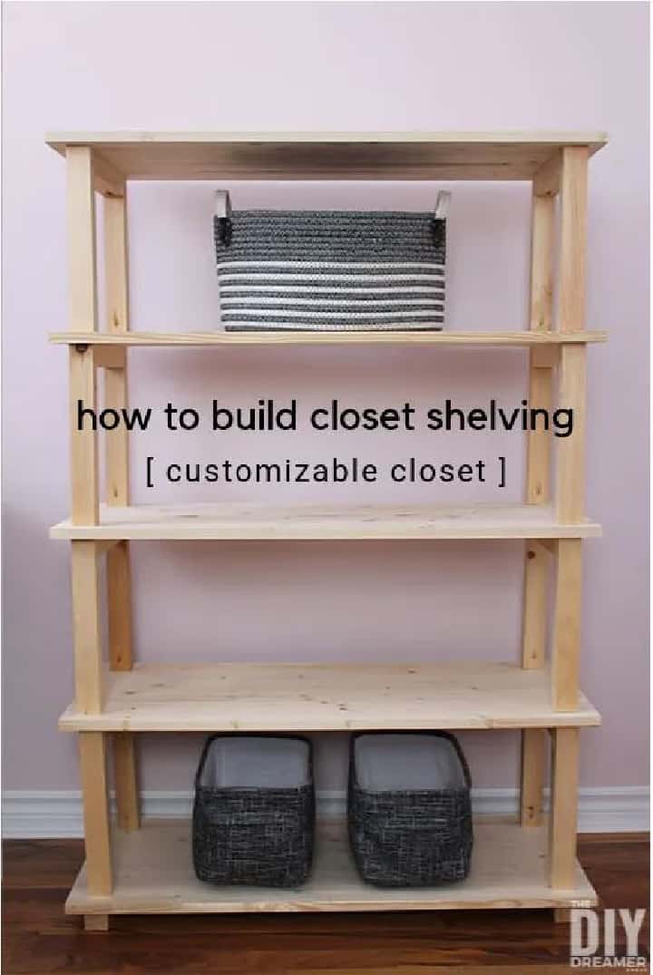 diy closet organizing shelves built out of lumber