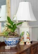 group of plants in a blue and white container for an easy Mother's Day gift