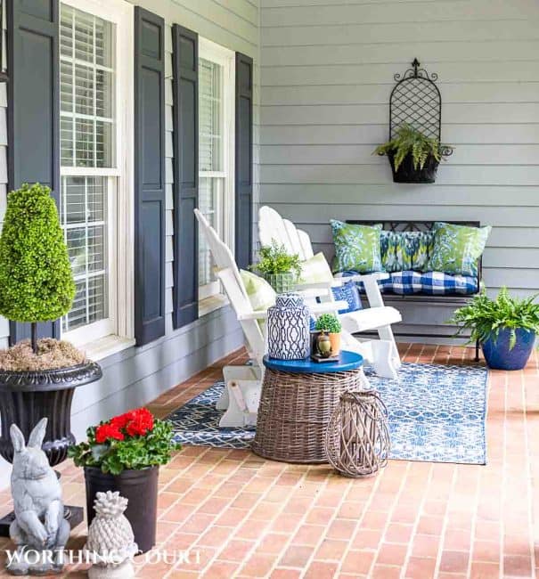 Blue And Green Summer Porch Refresh Worthing Court DIY Home Decor