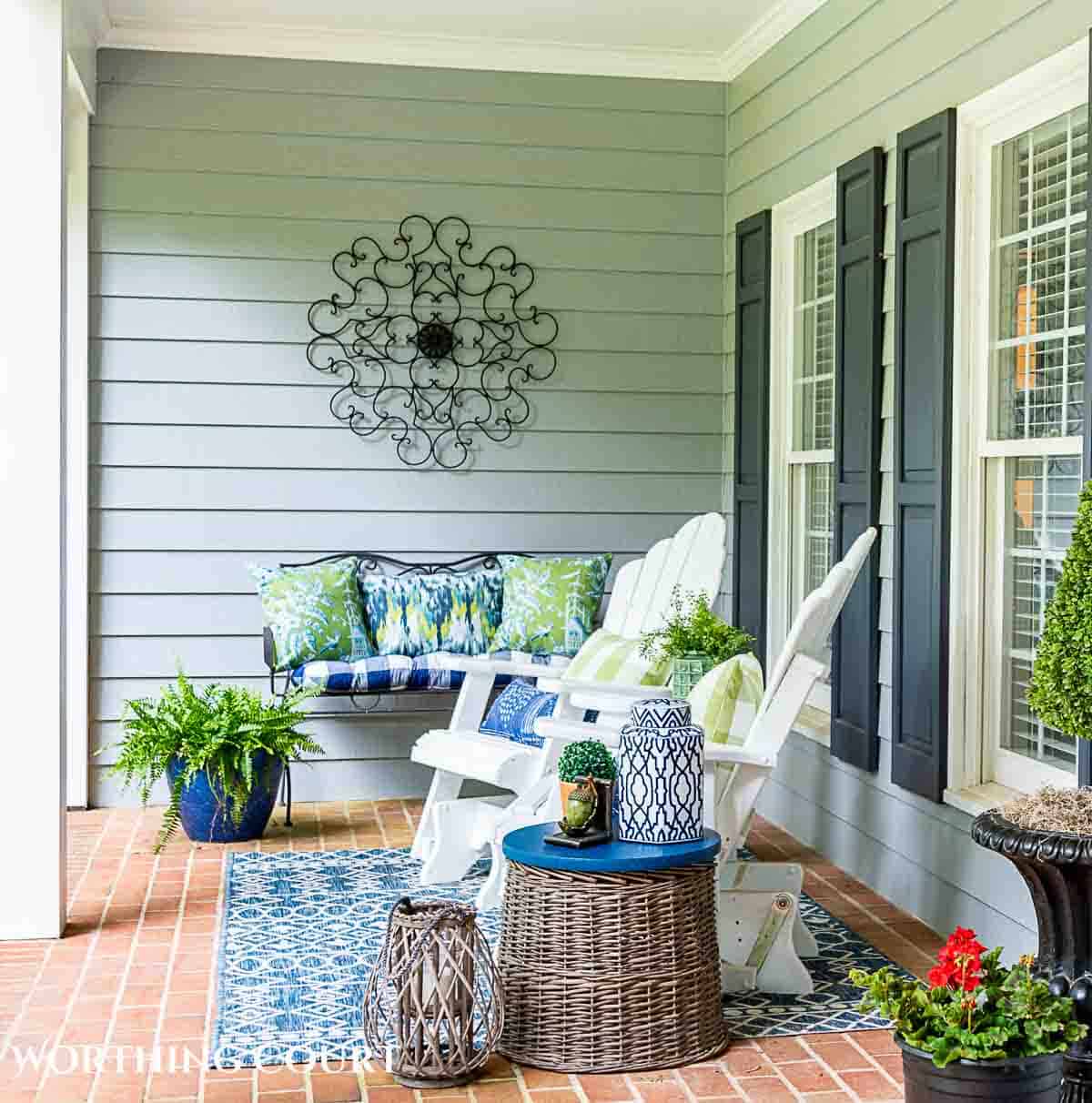 Blue and greem summer porch decorations