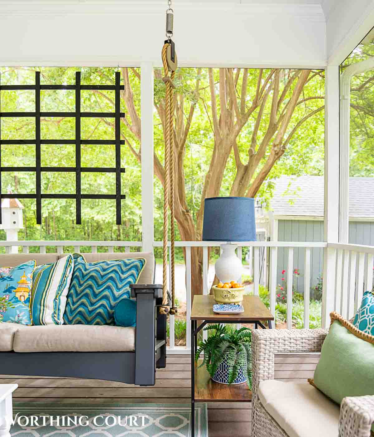 Blue and greem summer porch decorations