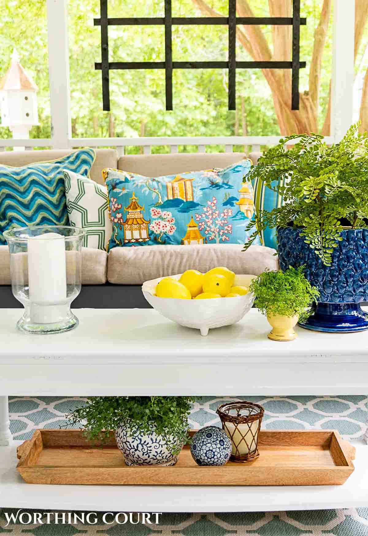 Blue and greem summer porch decorations