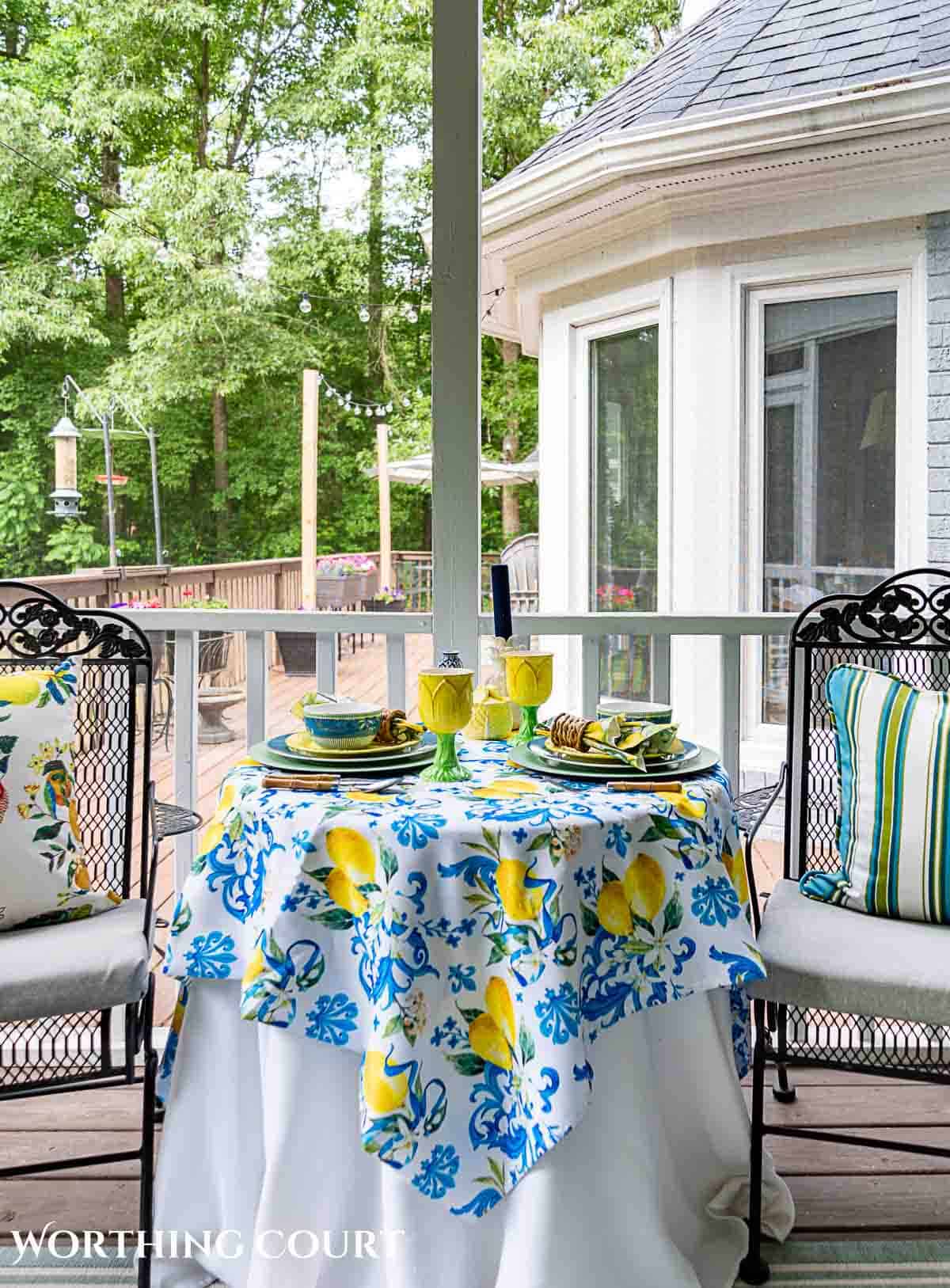 Blue and greem summer porch decorations