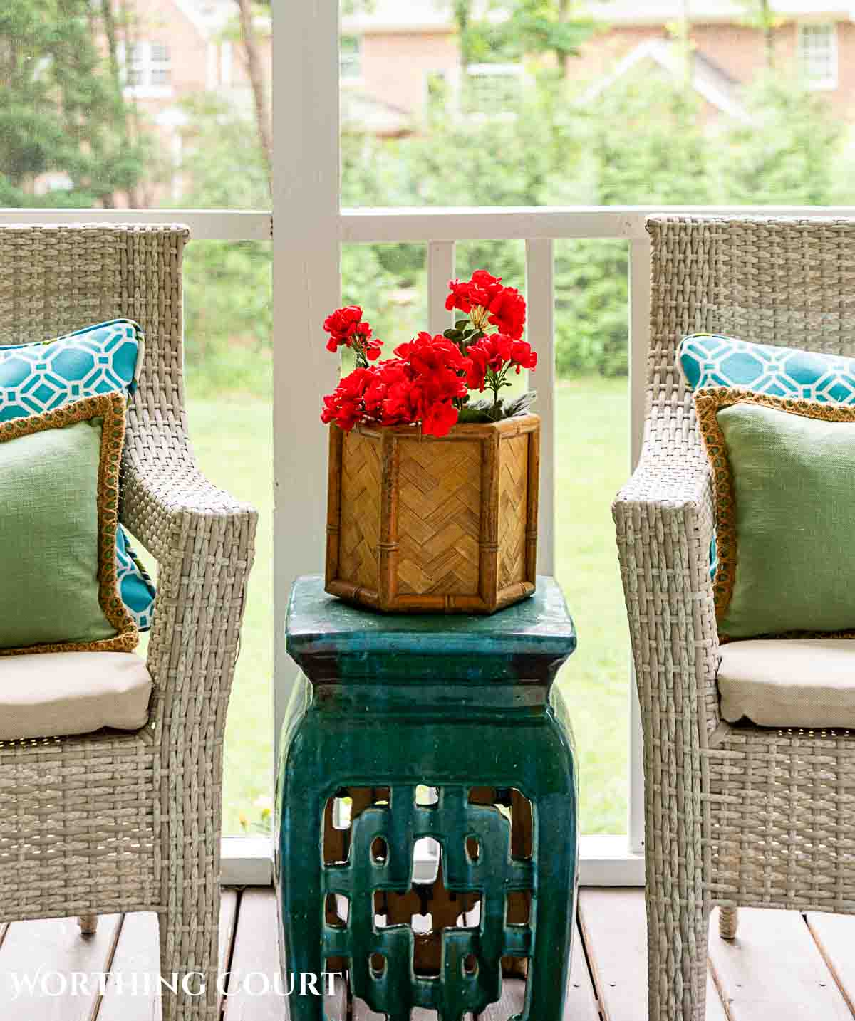 Blue and greem summer porch decorations