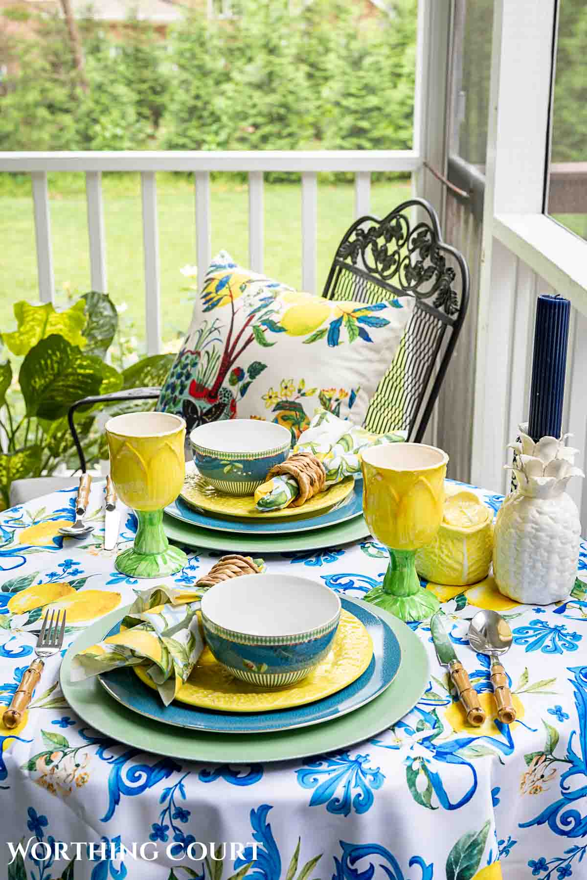 Blue and greem summer porch decorations