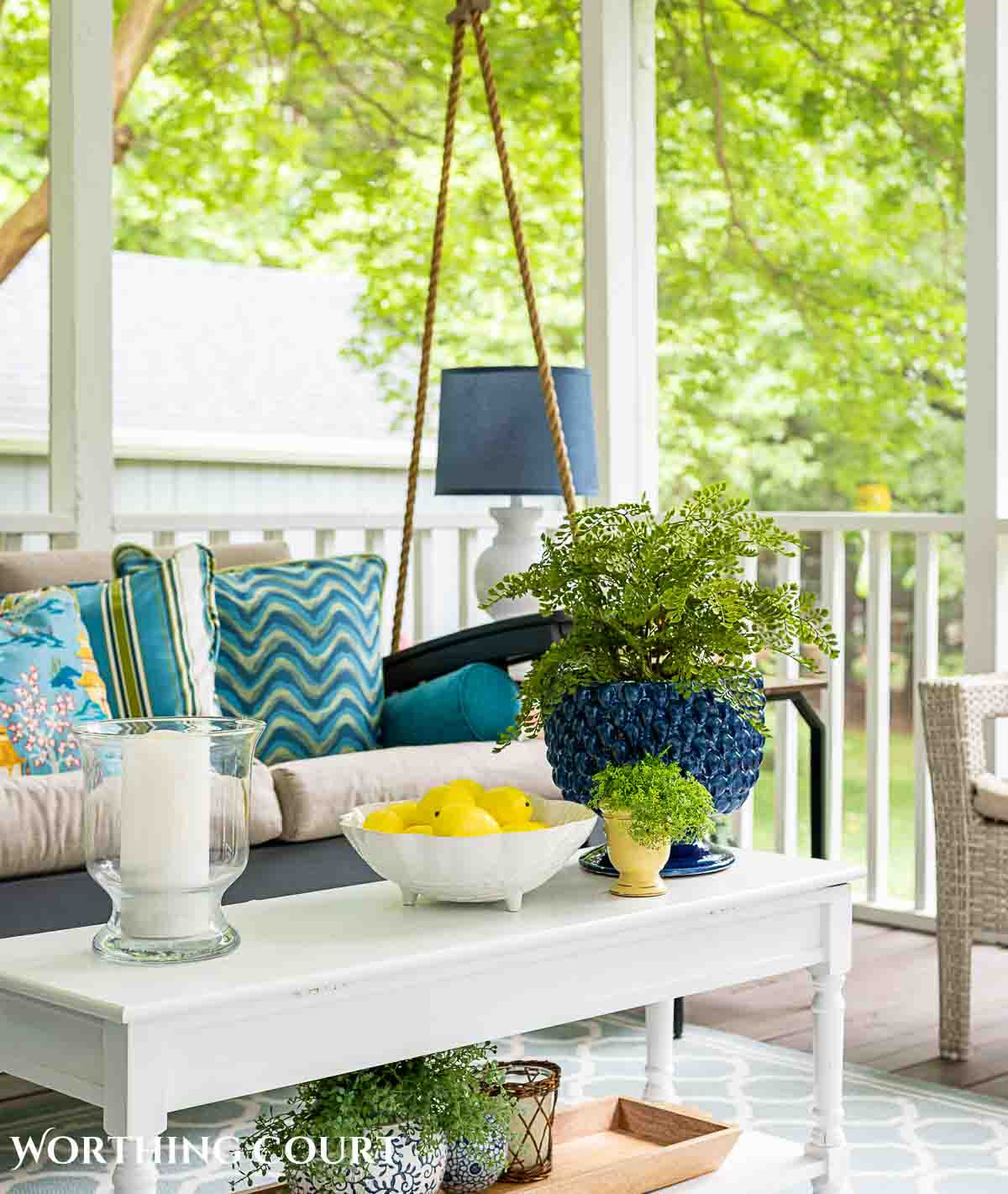 Blue and greem summer porch decorations