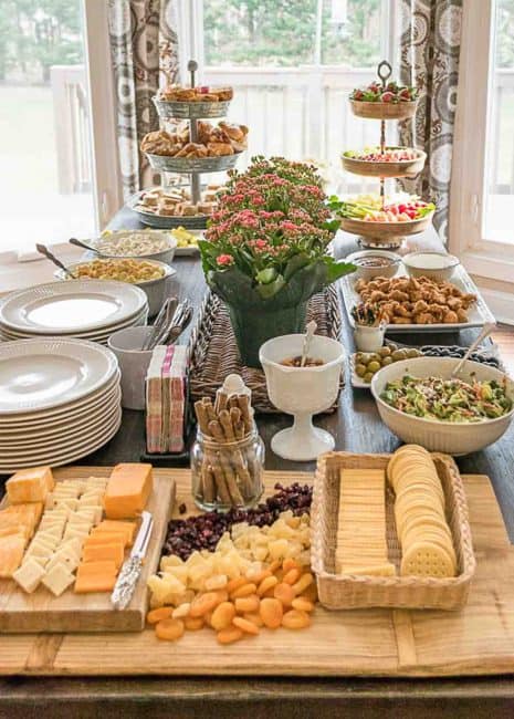 buffet setup on dining table