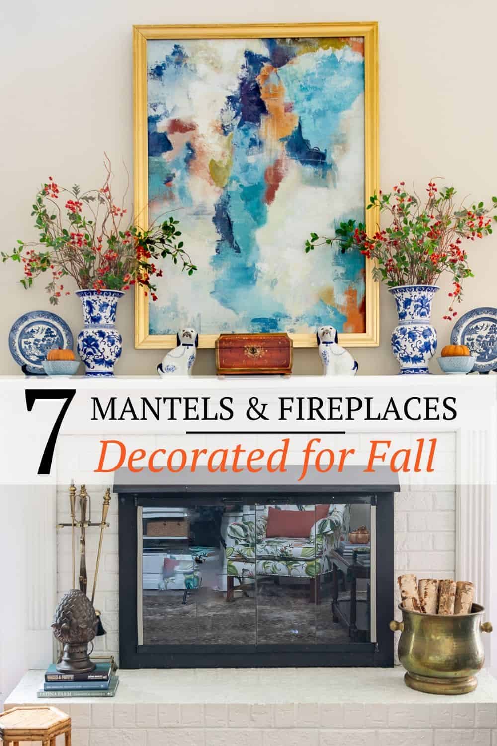 Pinterest graphic for mantel decorating ideas for fall