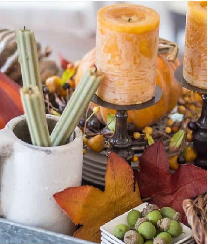 an assortment of fall decorations grouped together