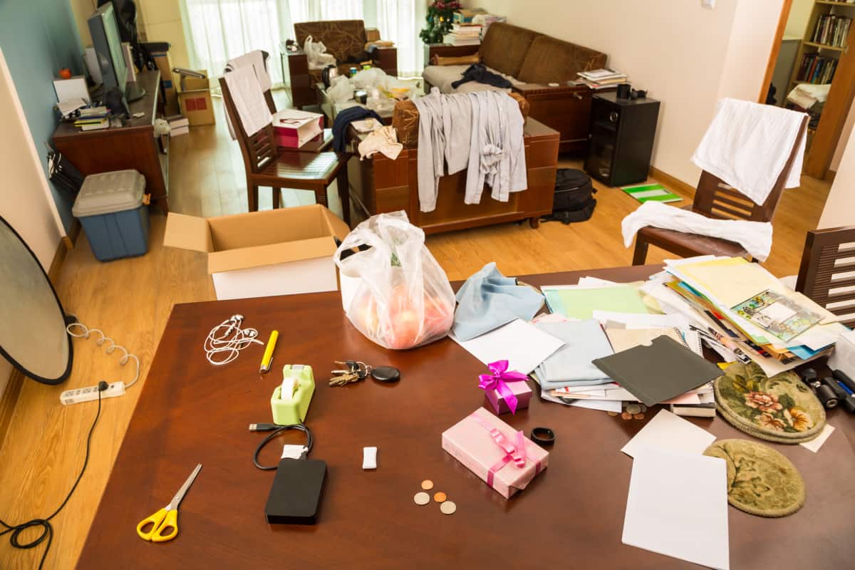 image of a messy living room