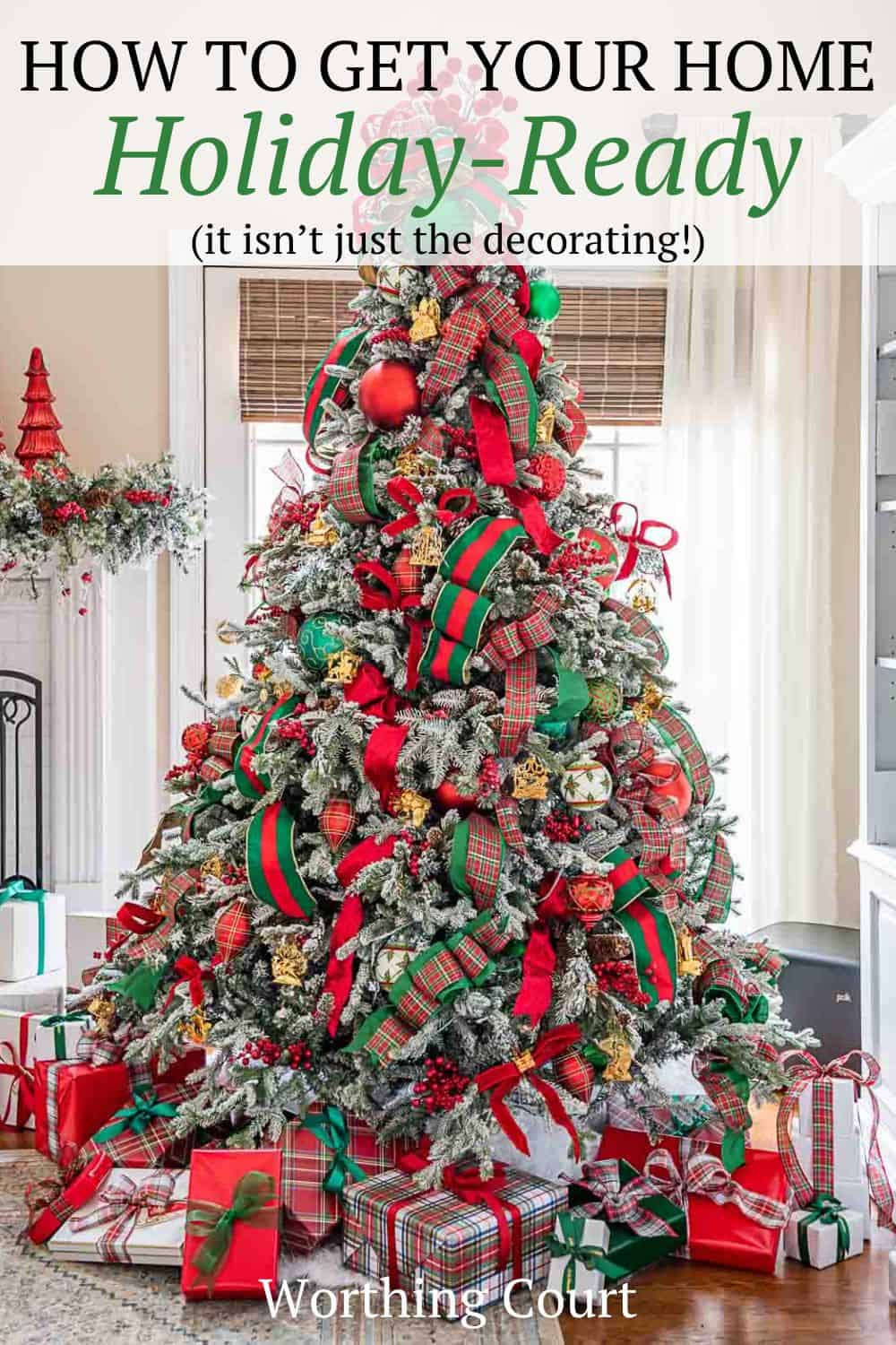 Pinterest image for how to get your home ready for the holidays