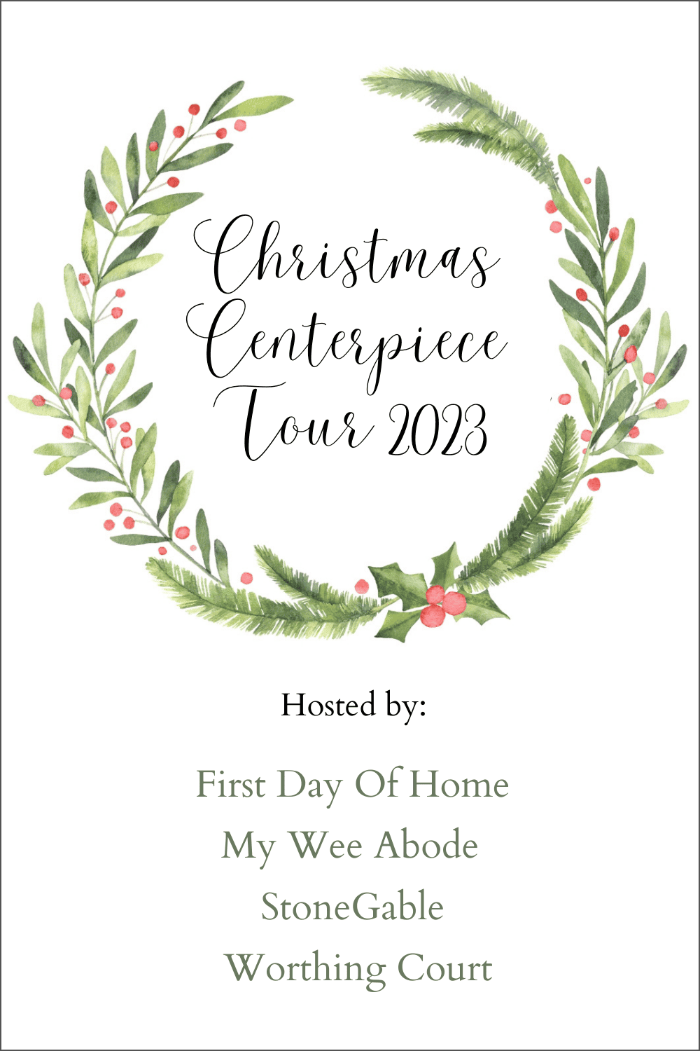 graphic for blog post about Christmas centerpiece tour for 2023