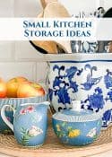 Pinterest graphic for small kitchen storage ideas