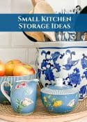 Pinterest graphic for small kitchen storage ideas