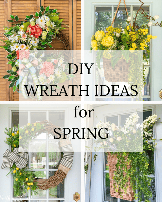 Pinterest graphic for diy wreath ideas to decorate your front door for spring
