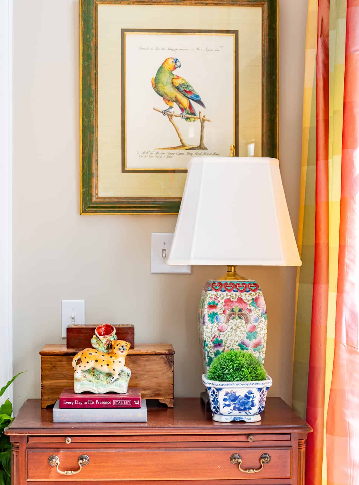 a variety of colorful accessories in a new traditional style living room