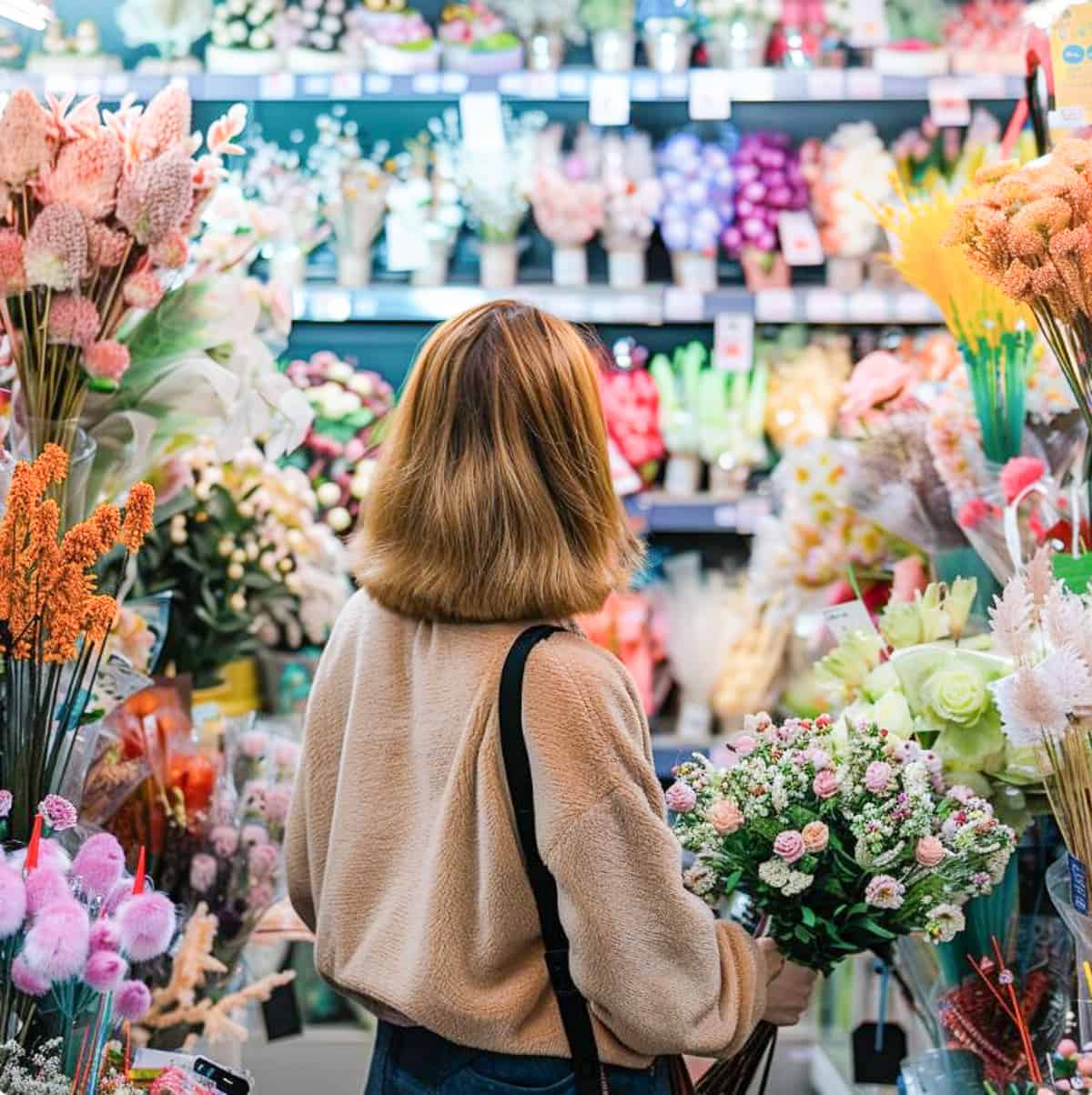 woman in a flower store