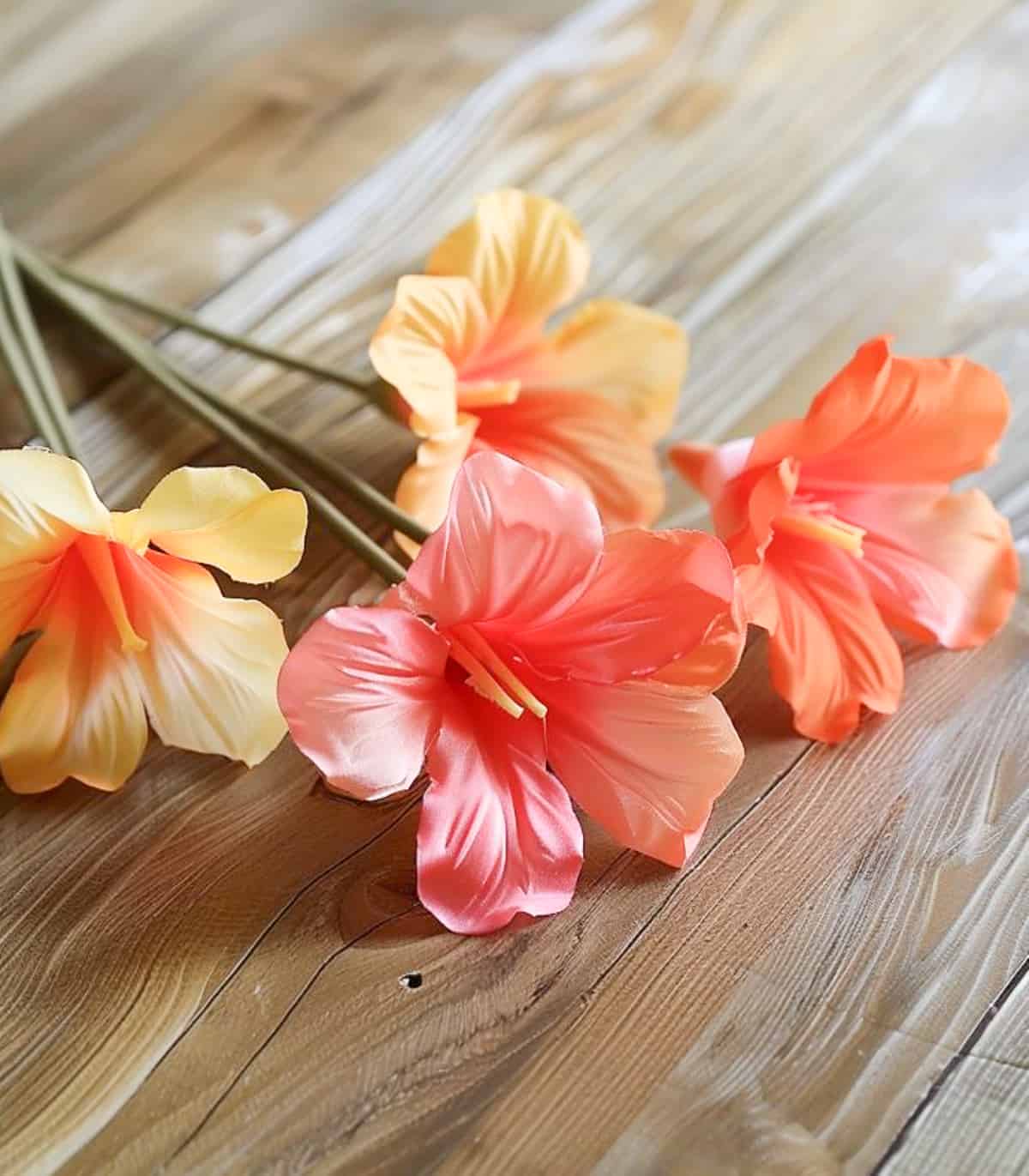 fake flower stems on a table