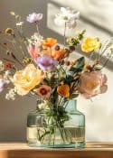 casual flower arrangement in a glass vase