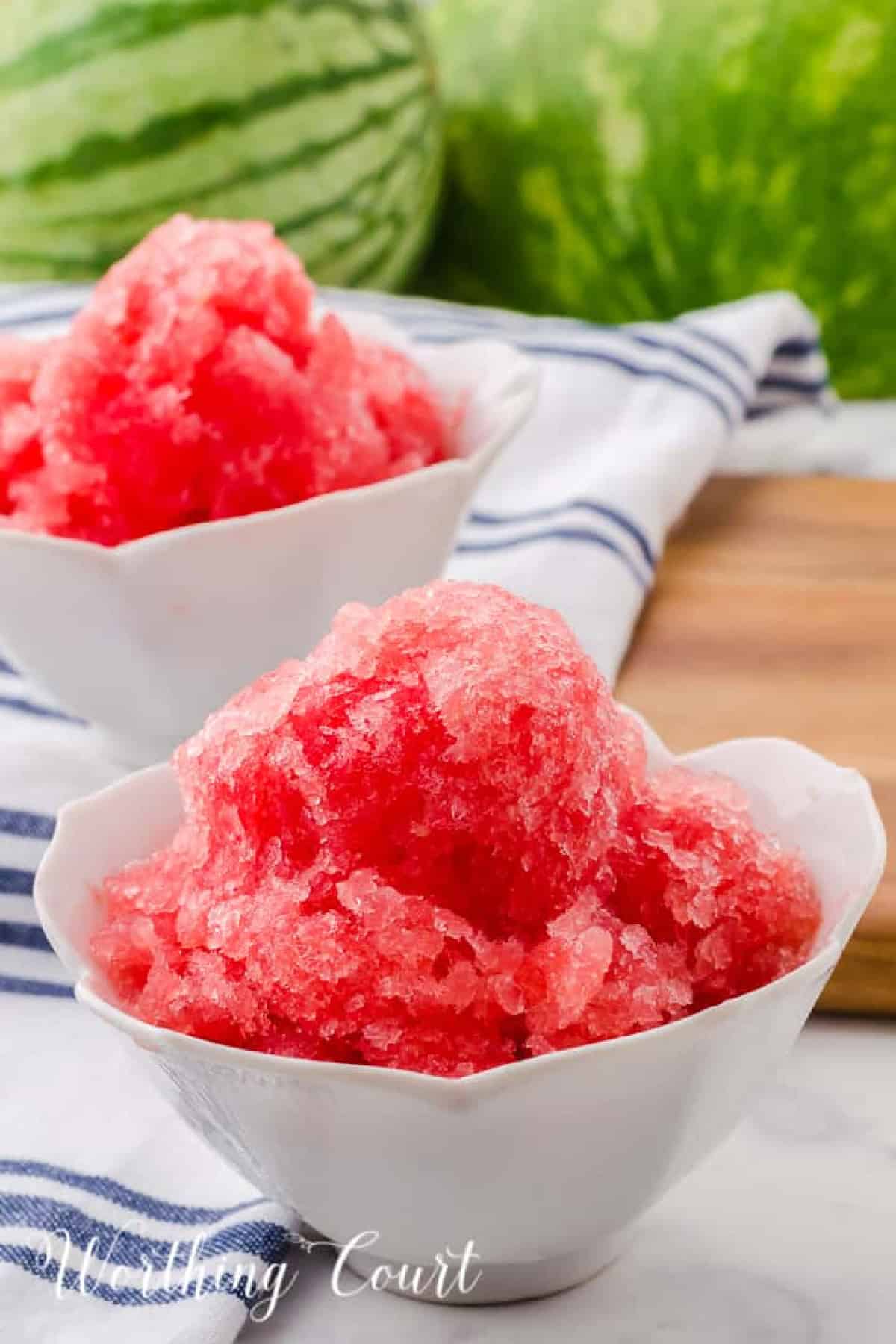 two bowls of watermelon sorbet