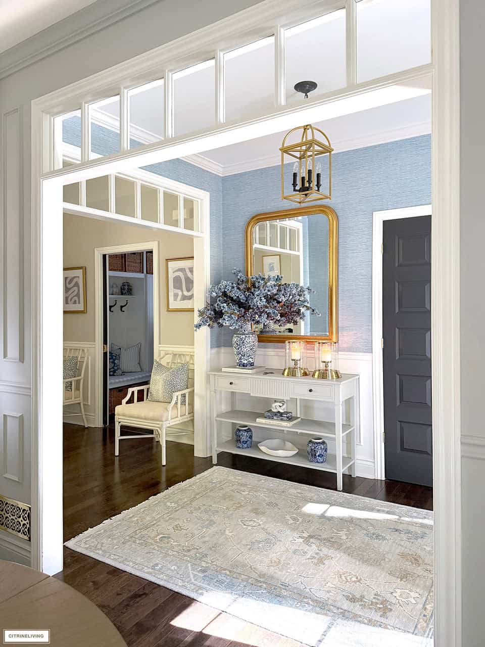 Fall Entryway Layered in Stunning Blues