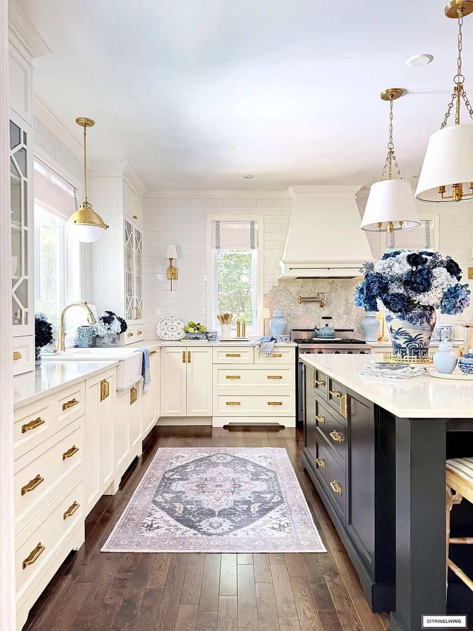 Fall Kitchen Decor with Blues
