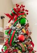 decorated Christmas tree and tree topper