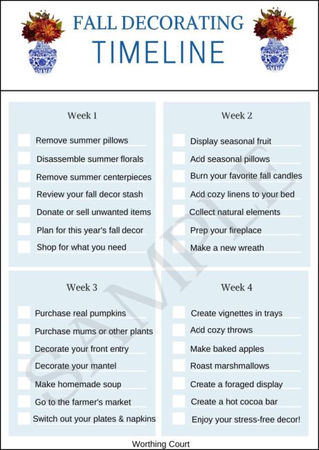 Fall decorating timeline printable