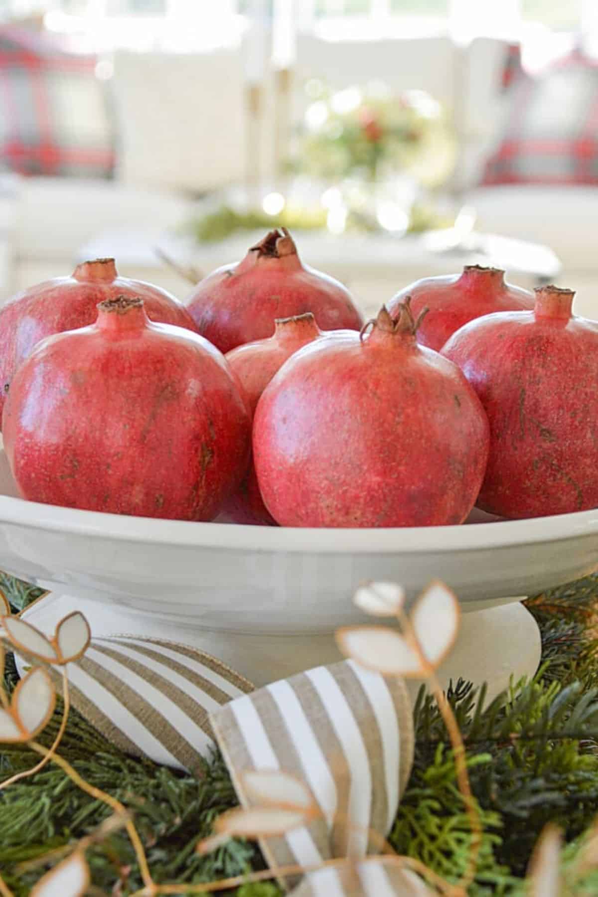 pomegranates in a white bowl
